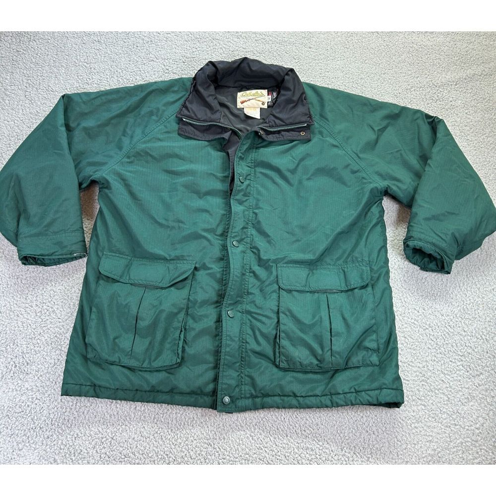 VTG Cabela's Mens Green 100% Nylon Waterproof Full‎ Zip Hunting Field Jacket XL